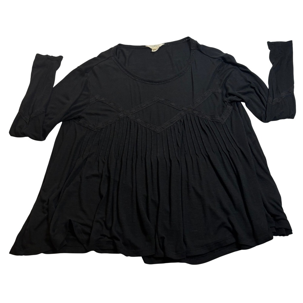 Denim & Supply Ralph Lauren Top Womens Black Good Condition Lace Pleated Medium